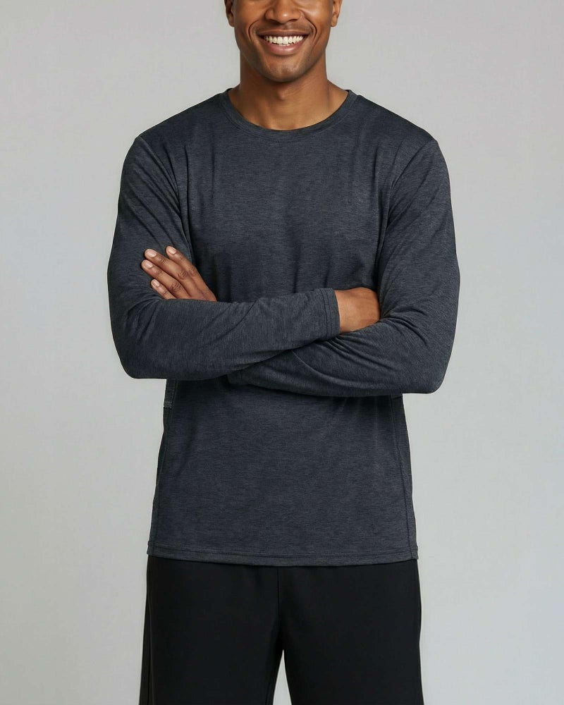 REALESSENTIALS Real Essentials 4 Pack: Mens Long Sleeve Dry Fit T Shirts Hiking Fishing Workout Gym Work Sun UPF 50 Wicking Running Tee, Set 6, Small - Image 3